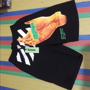 Off White Hand Logo Athletic Shorts